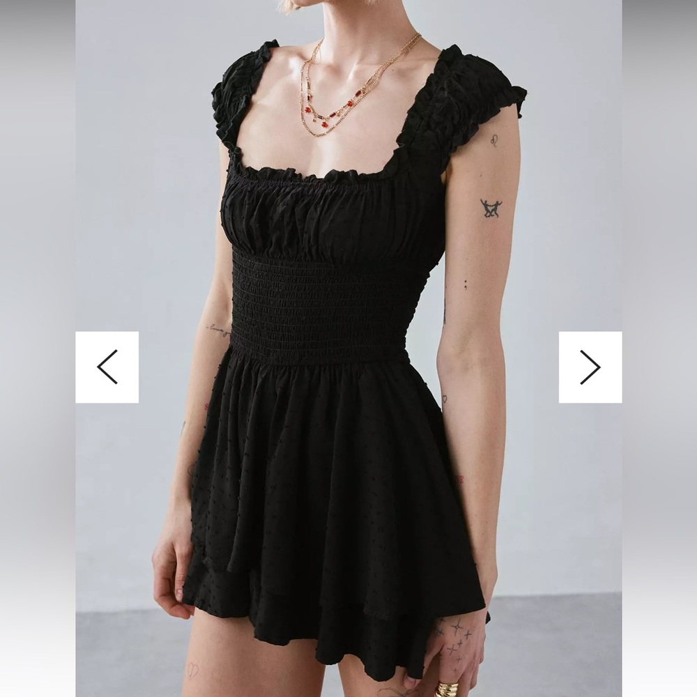 Urban Outfitters Rosie Smocked Tiered Ruffle Romper